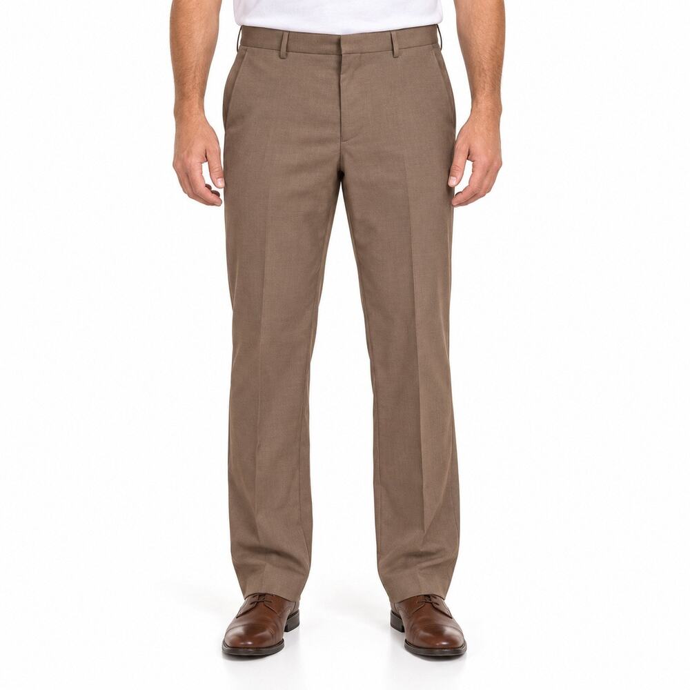 Murano Dress Pants Mens 36x34 Brown Zac Classic Fit Stretch Microcheck Business